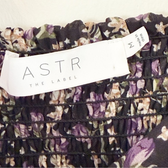 ASTR THE LABEL PURPLE FLORAL OFF THE SHOULDER ASYMMETRICAL DRESS M - Picture 4 of 10